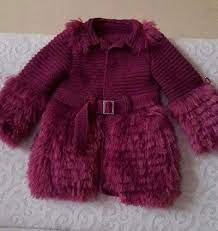 Kiz Cocuk Sakalli Iple Mor Hirka Nazarca Com Baby Knitting Patterns Bebek Elbise Modelleri Bebek Elbise Ogreticileri