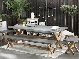 The zinus juliet espresso wood dining table and benches, 3 piece set, will add a classic charm to your kitchen. 8 Seater Concrete Garden Dining Set Benches And Stools Grey Olbia Beliani Co Uk