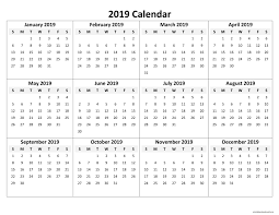 Printable Yearly Calendar 2019 Yearly Calendar Template Printable Calendar Pdf Excel Calendar Template
