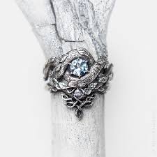 Blue Dragon Ring Set Topaz Moonstone Engagement Ring Etsy Viking Wedding Ring Nature Inspired Engagement Ring Nature Inspired Engagement Rings Vines