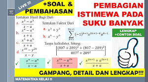 Contoh soal pembagian suku banyak. Soal Dan Pembahasan Suku Banyak Polinomial Kelas 11 Part 1 Lengkap Dan Detail Youtube