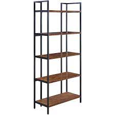 Suitable for storing books, display decorations and more. Parkview 5 Tier Metal Wood Veneer Bookshelf In 2021 Wood Veneer At Home Store Bookshelves