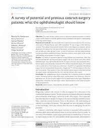 Check spelling or type a new query. Pdf A Survey Of Potential And Previous Cataract Surgery Patients What The Ophthalmologist Should Know