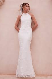 Lipsy Bridal Meghan Sequin Lace High Neck Maxi Dress High Street Wedding Dresses Informal Wedding Dresses Bridal Dresses