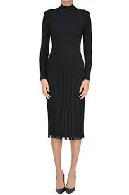 turtleneck ribbed knit dress