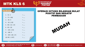 No 1 Hasilnya 16 Pembagian Bilangan Bulat Positif Dan Negatif Matematikasd Kelas 6 Youtube