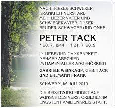 Traueranzeigen von PETER Tack