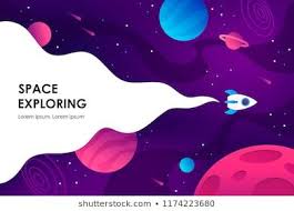Horizontal Space Background With Abstract Shape And Planets Web Design Space Exploring Vector Illust Web Layout Design Space Backgrounds Creative Web Design