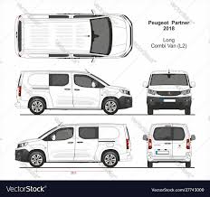 Peugeot Partner Combi Delivery Long Van L2 Swing Rear Doors Black Front Bamper 2018 Present Detailed Template For Design And Cool Car Drawings Fiat Car Wrap