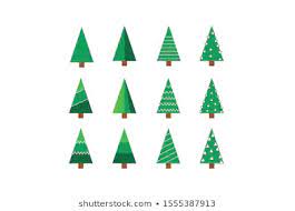 Collection Christmas Trees Icons Modern Flat Stock Vector Royalty Free 1555387913 Tree Icon Royalty Free Christmas Background