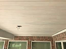 Pine car siding for porch ceiling. Diy Wood Plank Porch Ceiling Makeover Abbotts At Home