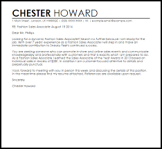 Fashion Sales Associate Cover Letter Sample Cover Letter Templates Examples