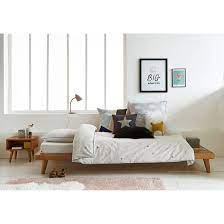 lit plateforme sommier tablette jimi pin teinte chene la redoute interieurs la redoute mobile lit plateforme deco chambre decoration maison
