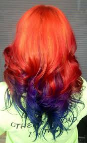 Bright Orange And Purple Ombre Bright Hair Ombre Dyed With Images Hair Color Crazy Hair Styles Long Hair Styles
