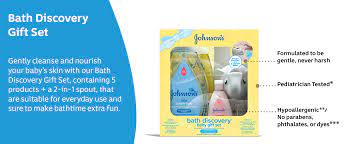 Shampoo, lotion, wash, oil, powder, diaper rash ointment, and even a bath toy, all tucked neatly into a bath caddy. Amazon Com Johnson S Bath Discovery Gift Set For Parents To Be Caddy With Baby Bath Time Skin Care Essentials Bath Kit Includes Baby Body Wash Shampoo Wipes Lotion Diaper Rash Cream 7 Items