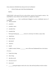 This is a quiz for students of english as a second language. Soal Pilihan Ganda Tentang Cause And Effect Carlespen