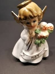 Vintage Figurine Enesco May Angel Foil Sticker Intact Etsy Vintage Statues Birthday Angel Vintage Kitsch