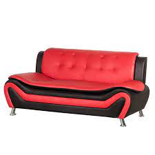 Red sofa online market with greatest options of red sofa. Kingway Furniture Gilan Faux Leather Living Room Sofa Black Red 1707 Blk Red S