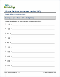 Locating materials by grade band can help you with. Grade 5 Factoring Worksheets Free Printable K5 Learning