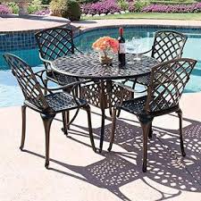 Order online today for fast home delivery. Qkgrbb3 Kinger Home 5 Piece Cast Aluminum Patio Dining Set W 4 Chairs Umbrella Hole Lattice Weave Design Brown