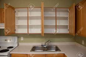 Do not want a mirror as i'll just see myself at the sink.any decorating ideas? Kitchen Counter Beside A Kitchen Sink With Two Empty Cabinets Stock Photo Picture And Royalty Free Image Image 122572644