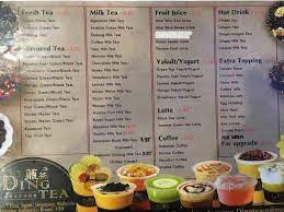Menu Of Ding Tea In San Diego Ca 92126