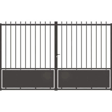 Portail Battant Aluminium Crete Gris Anthracite L 300 Cm X H 185 Cm Puertas Para Patios Puertas De Jardin Casas