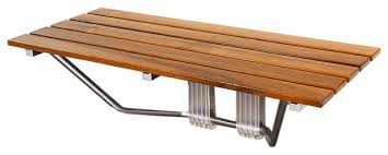 Clevr 36 Ada Compliant Foldable Double Seat Teak Wood Shower Bench Industrial Shower Benches Seats By Crosslinks