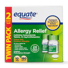 Equate Allergy Relief Cetirizine Hcl Tablets 10 Mg 2 Pack 90 Each Walmart Com