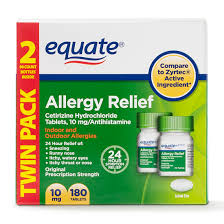 equate allergy relief cetirizine hcl tablets 10 mg 2 pack 90 each walmart com