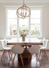 Modern Farmhouse Twine Pendant Above Wooden Dinner Table And Stylish Chairs Square Wood Dining Tables Square Dining Tables Dining Room Design