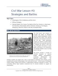 Civil War Lesson 3 Strategies And Battles