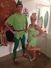 Homemade Peter Pan Tinkerbell Costumes Halloween Costumes To Make Cute Couple Halloween Costumes Halloween Costumes Diy Couples