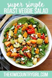 Easy Roast Veggie Salad Recipe Roasted Vegetable Salad Veggie Salad Recipes Vegetable Side Dishes Recipes