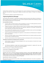 Engineering Material Manager At Sri Lankan Airlines Careerfirst Materials Engineering Government Jobs Management