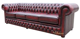 Glued and screwed hardwood construction. Chesterfield Heaton 4 Seater Settee Antique Oxblood Leather Sofa Offer