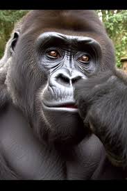 Premium AI Image | A gorilla in the wild is looking at the camera.