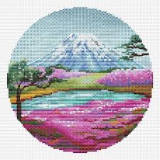 Original cross stitch pattern designs. Fujiama Counted Cross Stitch Pattern Pdf Japan Sakura Etsy In 2021 Cross Stitch Landscape Cross Stitch Patterns Free Cross Stitch Art