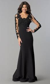 Long Black Prom Dress With Sheer Sleeves Long Sleeve Wedding Dress Lace Long Sleeve Cocktail Dress Black Cocktail Dress