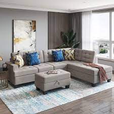 Add a pop of color to your patio with this light blue outdoor chaise give your outdoor living space a modern look with this white adjustable chaise lounge. Amazon Com Angelloong Sectional Sofa Sets With Chaise Lounge And Ottoman Storage 3 Seat Sofa Couch For Living Room Furniture Gray Furniture Decor