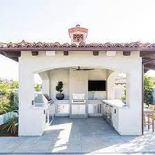 This diy outdoor kitchen plan consists of custom wood cabinets, a unique counter, and an. U Shaped Outdoor Kitchen Design Ideas