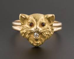 14k Gold Cat Ring Antique Conversion Ring 14k Gold Cat Ring Gold Cat Ring Diamond Cat Cat Jewelry
