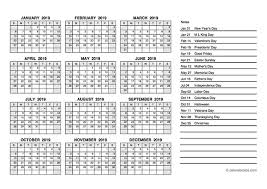 2019 Yearly Calendar Pdf Free Printable Templates