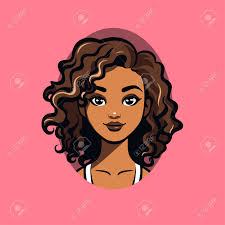 Hermosa Chica Con Ilustración De Vector De Pelo Rizado En Estilo De Dibujos  Animados Ilustraciones svg, vectoriales, clip art vectorizado libre de  derechos. Image 225550477