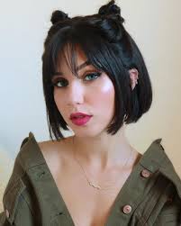 Image May Contain 1 Person Closeup Short Hair With Bangs Bob Hairstyles With Bangs Thick Hair Styles