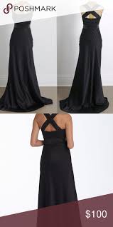 Calvin Klein Long Satin Gown Black Silk Dress Satin Gown Backless Dress Formal