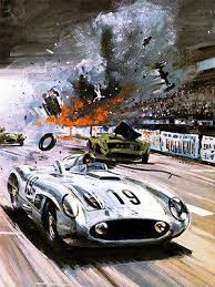 1955 24 Hours Of Le Mans Wreck Crash Poster Vintage Racing Poster Le Mans Auto Racing Art