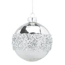 Personalised baubles, custom baubles, filled christmas baubles, decorative christmas baubles, memorial baubles, first christmas bauble. Shiny Silver And Silver Beaded Bauble
