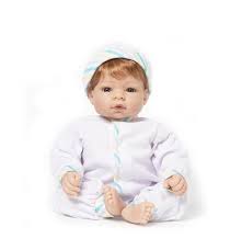 Asians with albinism often have blonde hair and blue eyes but their skin isn't quite as light as a caucasian with albinism. New Munchkin Light Skin Tone Blue Eyes Strawberry Hair Newborn Nursery Madame Alexander Doll Company