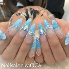水色マーブルネイルスカルプ Nail Salon Moca伊勢市ネイルサロン
